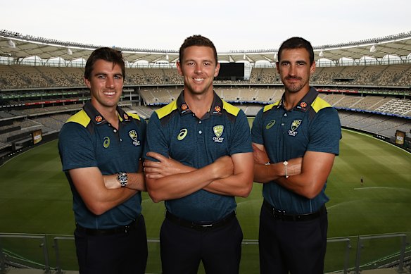 The big three: Pat Cummins, Josh Hazlewood and Mitchell Starc.