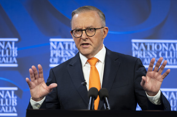 Prime Minister Anthony Albanese avoided using the phrase “broken promise” in a major address at the National Press Club.