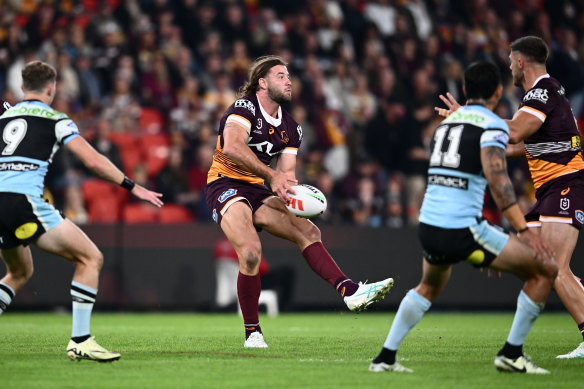 Pat Carrigan for the Brisbane Broncos against the Cronulla Sharks.