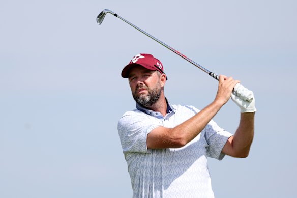 Marc Leishman of Australia tees off on the sixth hole during day four of The 153rd Open Championship at Royal Portrush Golf Club.