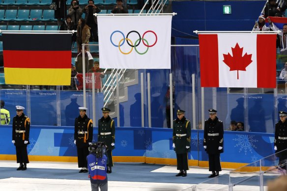 Neutral: Russian athletes competed under the Olympic flag at this year's Winter Games in South Korea.