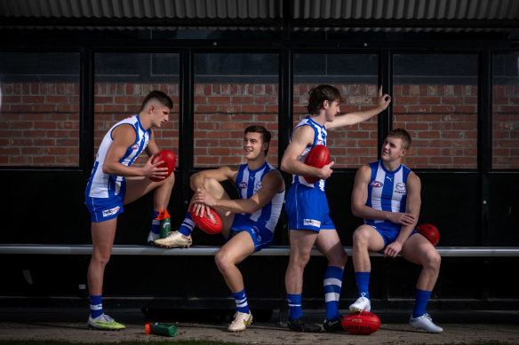 The Roos’ future: Harry Sheezel, Will Phillips, George Wardlaw and Tom Powell.