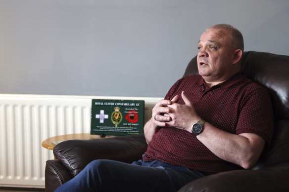 Peter Olphert, whose father, John, was shot dead by the IRA in 1983, at home in Limavady, Northern Ireland.