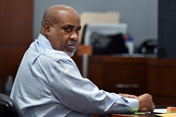 Duane Davis looks on during the first day of jury selection in his murder trial related to the 1996 killing of rapper Tupac Shakur at Clark County District Court Regional Justice Center on Monday.
