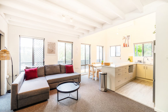 The apartment at YHA Byron Bay offers plenty of room for a family stay.