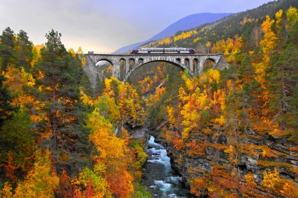 Ride through rugged country on the Rauma Railway.