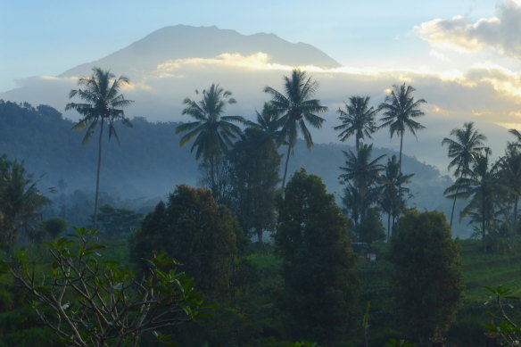 The still-active Mount Agung.