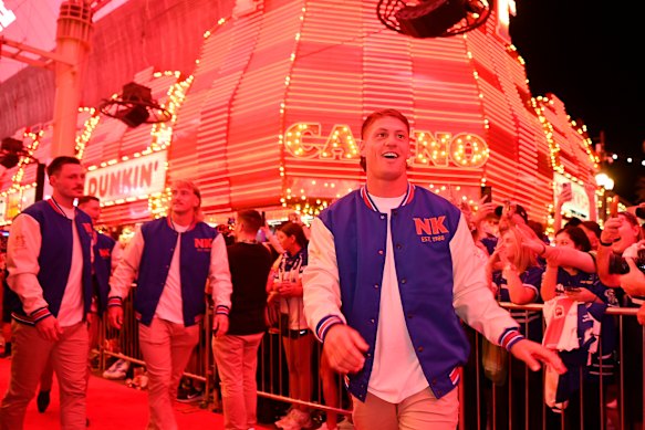 Kalyn Ponga and Knights teammates.