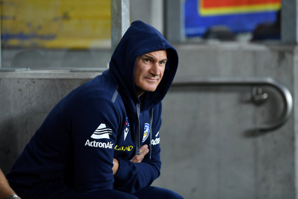 Brad Arthur during an Eels match.