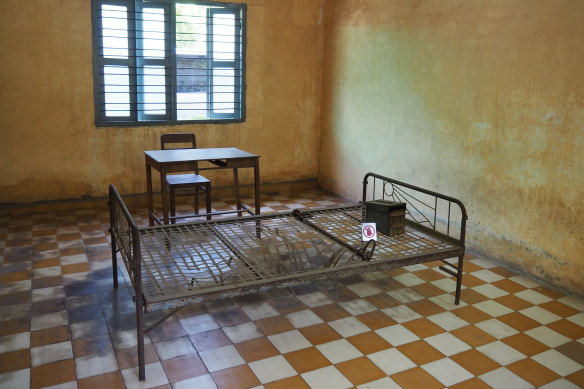 A cell at Tuol Sleng Genocide Museum.