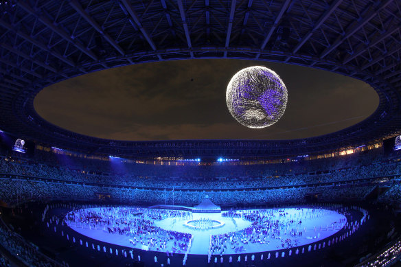 A drone display was one of the many eye-catching moments of the Tokyo Games opening ceremony.