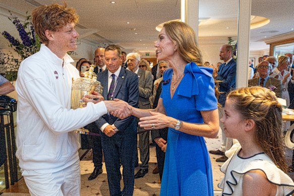 Jannik Sinner with Princess Catherine and Princess Charlotte.