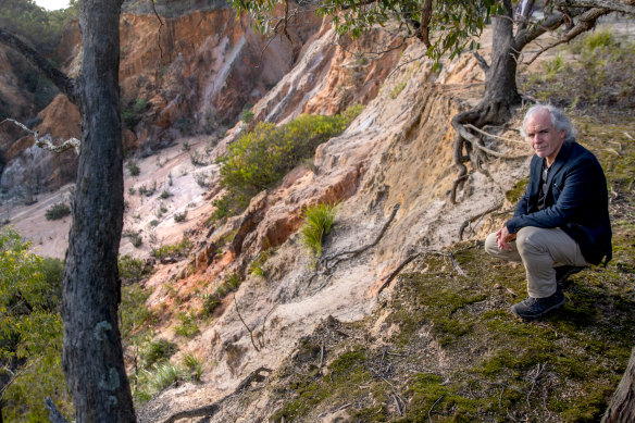 Save the Holden Bushlands spokesman Tim O'Brien at a disused quarry near the Lang Lang testing ground. 