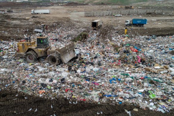Garbage is processed at Melbourne Regional Landfill in Ravenhall.