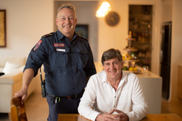 Mark Hardeman with Ambulance Victoria MICA paramedic Al Gailey.