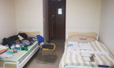 Like a two star hotel: Dr David Zheng's quarantine room in Asan, South Korea.