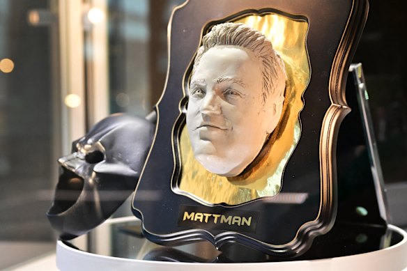 An art piece named “Mattman” showing a depiction of late US actor Matthew Perry, who was an avid Batman fan.