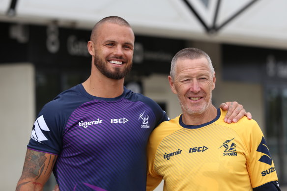 Craig Bellamy, right, spoke about Josh Addo-Carr after having his head shaved for charity, along with Sandor Earl.