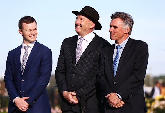 Tom Dabernig (right) with uncle David Hayes (centre) and cousin Ben Hayes. 
