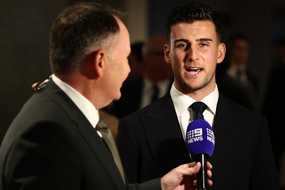 Hot Brownlow favourite Nick Daicos cops a question or two.