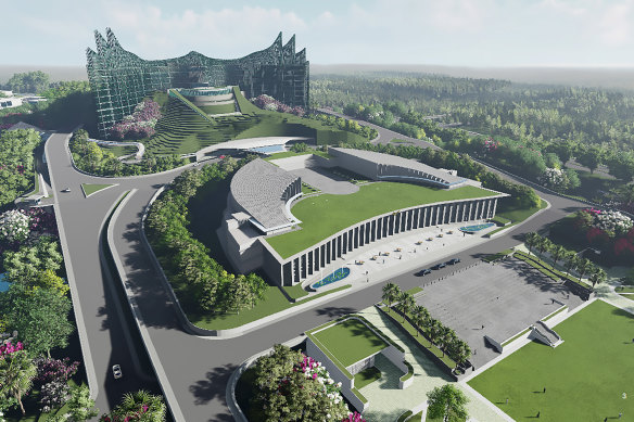 A computer-generated image of the new presidential palace and parliament complex.