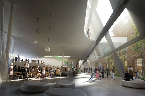 An interior courtyard of the new Powerhouse Museum.