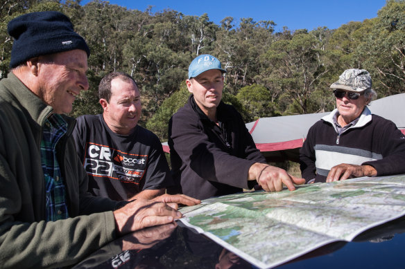 The Atkins family (from left) Brian, Shane, Nigel and Warren in the Wonnangatta Valley.