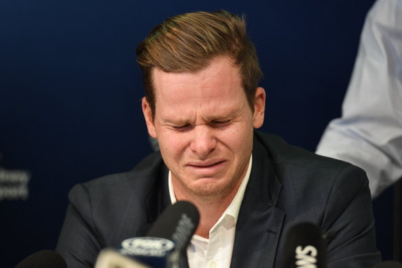 Steve Smith after arriving home from Cape Town in the wake of the  ball-tampering saga. 