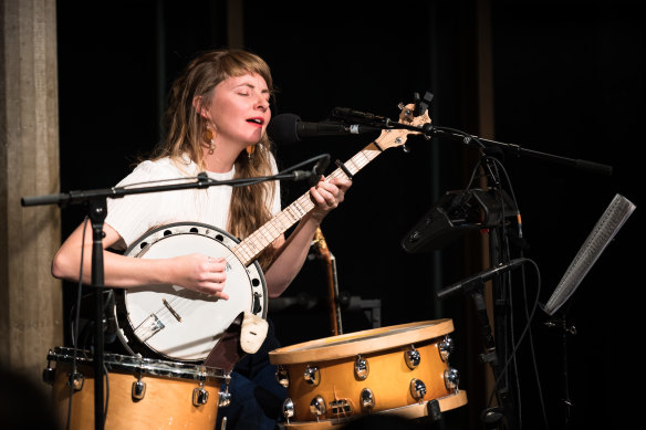 Runa Cara - Bonnie Stewart (drums, guitar) and Freya Schack-Arnott (cello, nyckelharpa) - perform at Sydney Opera House’s Utzon Room on May 28, 2021.