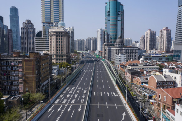 Deserted highways in Shanghai during lockdown. 