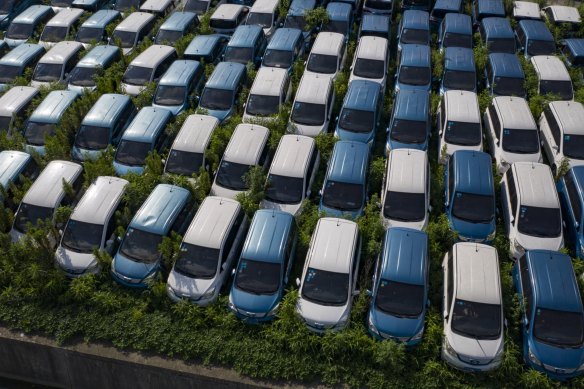 A lot holding decommissioned electric vehicles in Hangzhou, China.