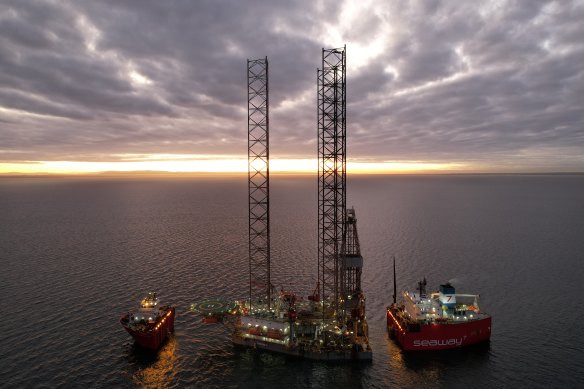 Drilling at GB Energy’s Golden Beach gas project in Victoria. 