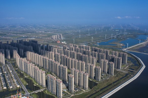Apartment buildings at China Evergrande Group’s Life in Venice real estate and tourism development in Qidong, Jiangsu province.