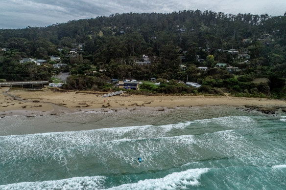 An aerial view of Wye River. 
