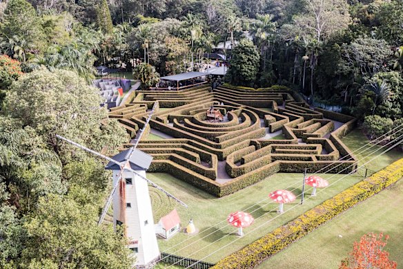 Navigating Amaze World’s hedge maze is harder than it looks.