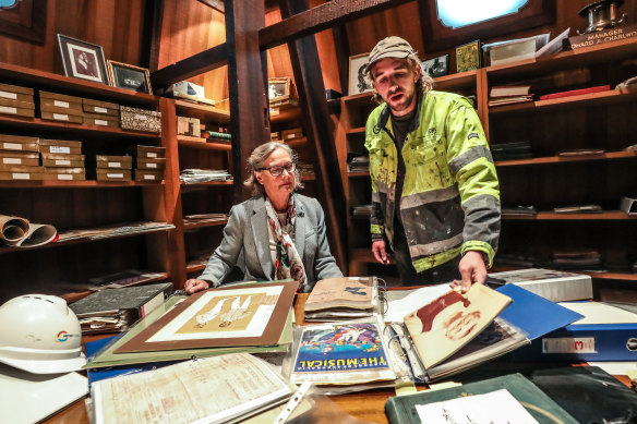 Elaine Marriner and Pat Perry at the Princess Theatre archive.