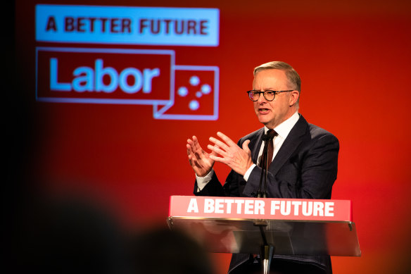Labor leader Anthony Albanese delivers what was, in effect, a campaign launch speech in Sydney’s inner west suburb of Ashfield.