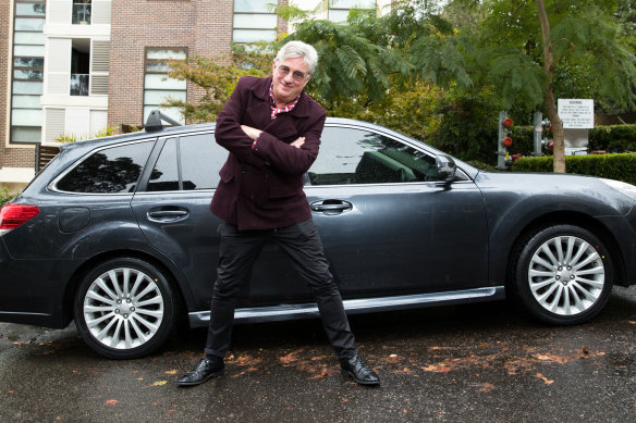 Greedy Smith from Mental as Anything with his car in Killara, Sydney in 2017.