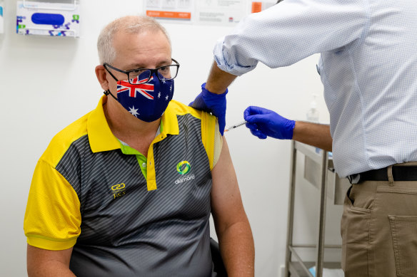 The Prime Minister receives his second Pfizer vaccination in March.