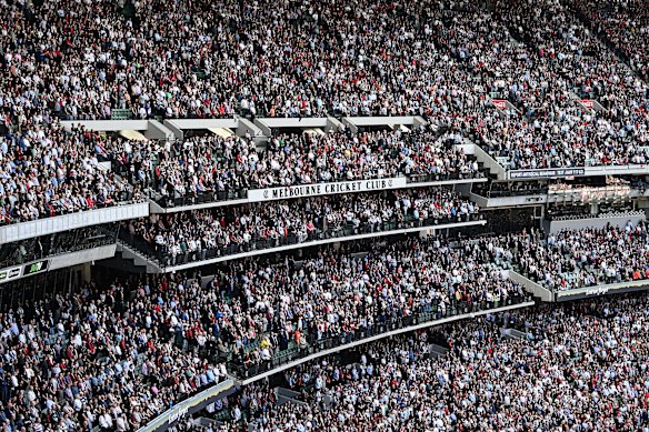 A jam-packed MCC members reserve at the MCG.