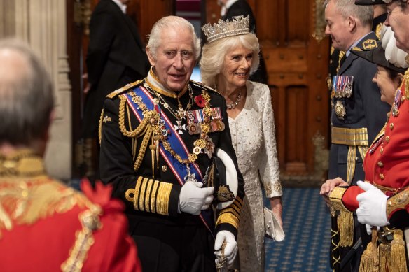 King Charles III and Queen Camilla at the Palace of Westminster for the state opening of the British parliament in November.