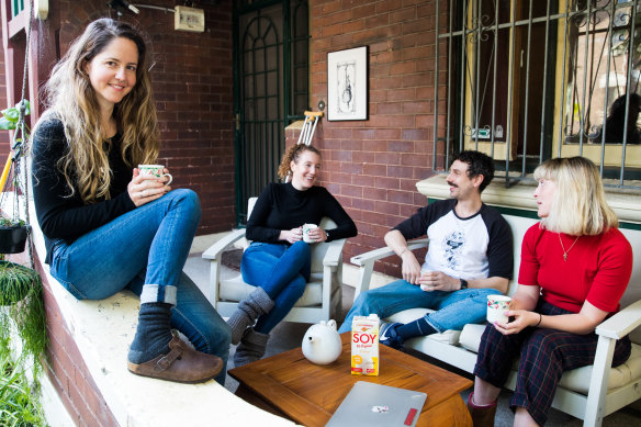 Jacqui Mumford (left) has been enjoying more time with housemates Nicola, Alè and Cara.
