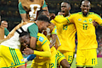 South Africa’s Thapelo Maseko (12) celebrates after scoring his side’s goal against South Korea.