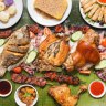 A huge spread of Filipino food.