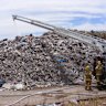 Firefighters at the C&D Recycling site in Lara, Victoria.