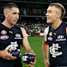Carlton stars Jacob Weitering and Patrick Cripps.