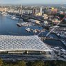 The final panel in the wave-like roof was installed in mid-February.