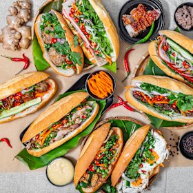Assorted pork, chicken and meatball rolls.