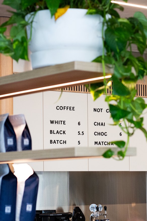 The coffee menu includes all the favourites.