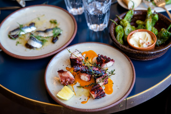 Grilled octopus with fermented chilli at Una Mas.